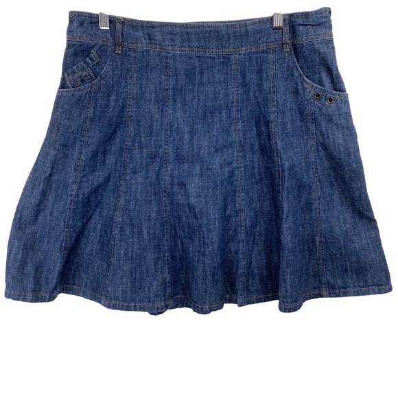 Khakis Dresses & Skirts - Vintage KHAKIS Women's Denim A-Line Skirt Blue Size 12 Pockets Zip Closure 90's
